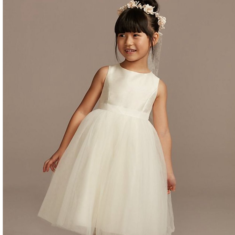 David's Bridal White Flower Girl Dress Size 2T